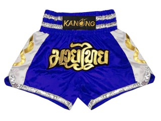 Kanong silk Muay Thai Shorts : KNS-141-Blue